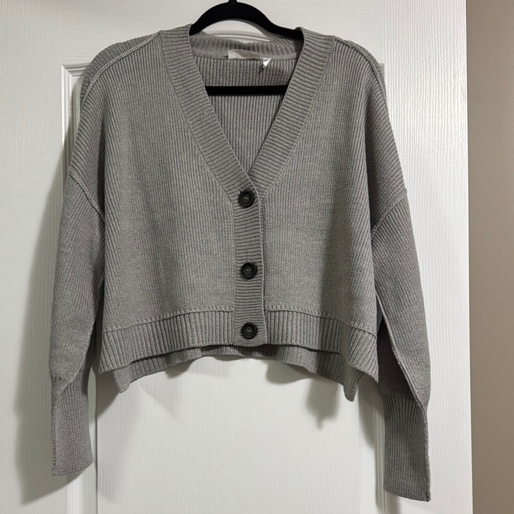 Gray Button-Up Women's Sweater